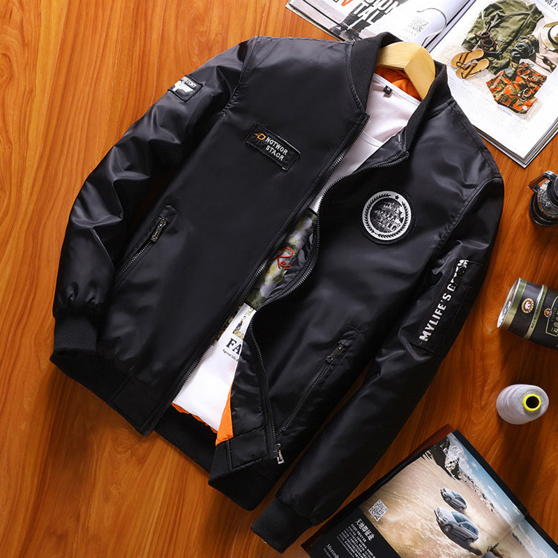 Herren Bomberjacke Modern mit reflektierenden Details Schwarz