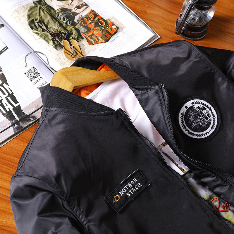 Herren Bomberjacke Modern mit reflektierenden Details Schwarz