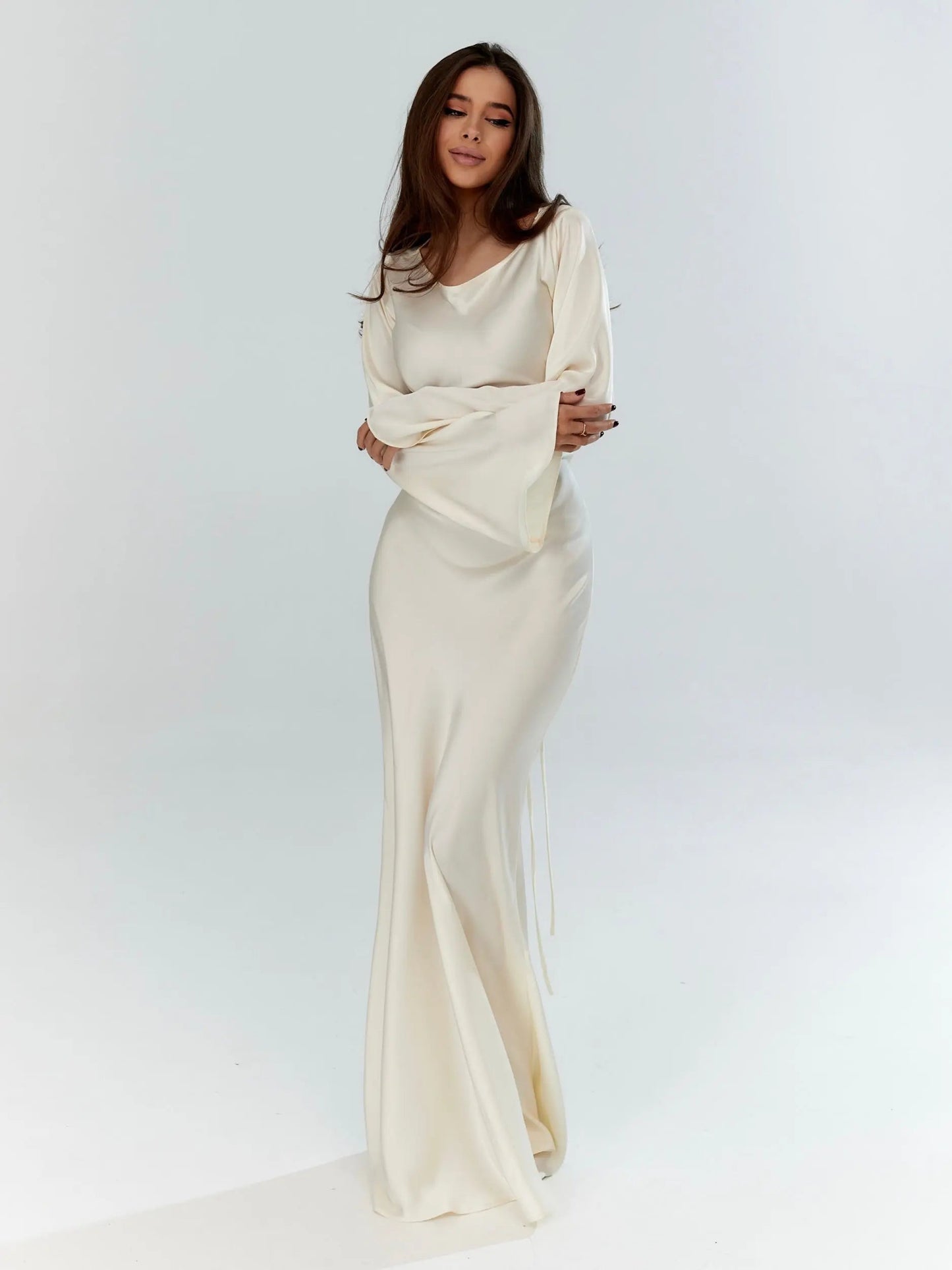 Elegantes Maxi-Kleid Langärmlig Für Damen