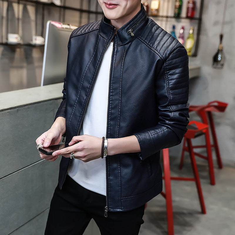 Herren Lederjacke Elegant mit Nieten und Strukturierten Nähten - BerlinGlamour