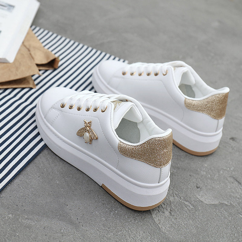 Damen Sneaker Glitzer Schuhe Bienen Anhänger Trendy