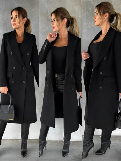 Damen Mantel Doppelreihig Elegant Modern