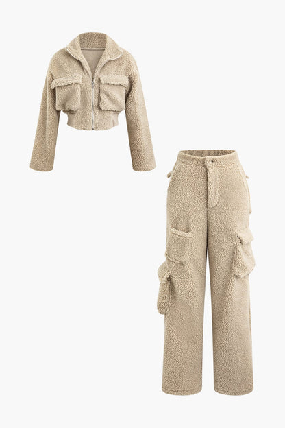 Misha Teddy-Set Cargohose Cropped-Jacke - BerlinGlamour
