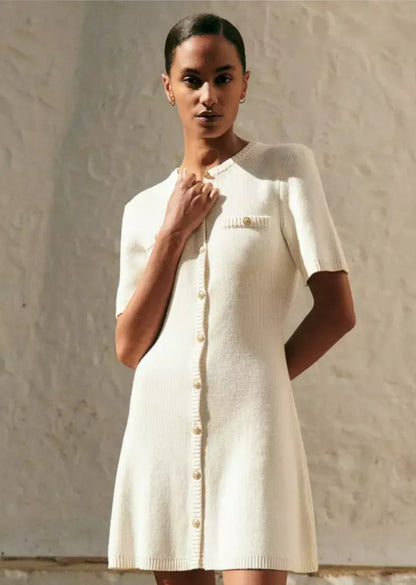 Kurzes Minikleid Damen Knopfleiste Ärmelkleid