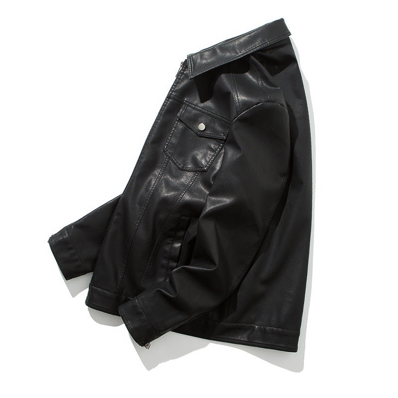 Lederjacke Herren Kunstleder schwarz Modern
