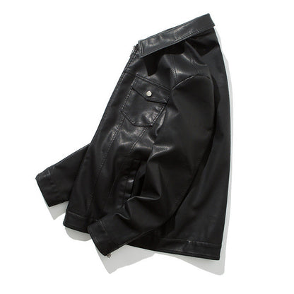 Lederjacke Herren Kunstleder schwarz Modern