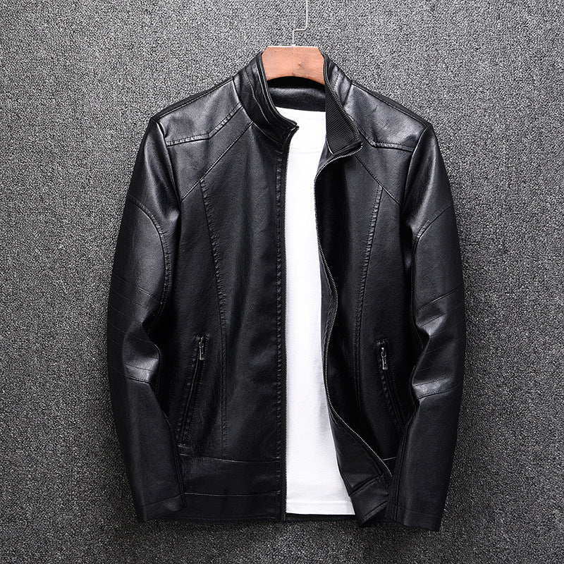 Herren Lederjacke Modern Schwarz Stylisch