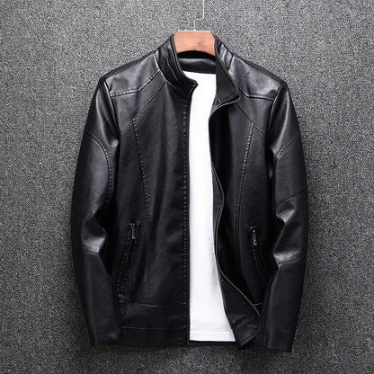 Herren Lederjacke Modern Schwarz Stylisch