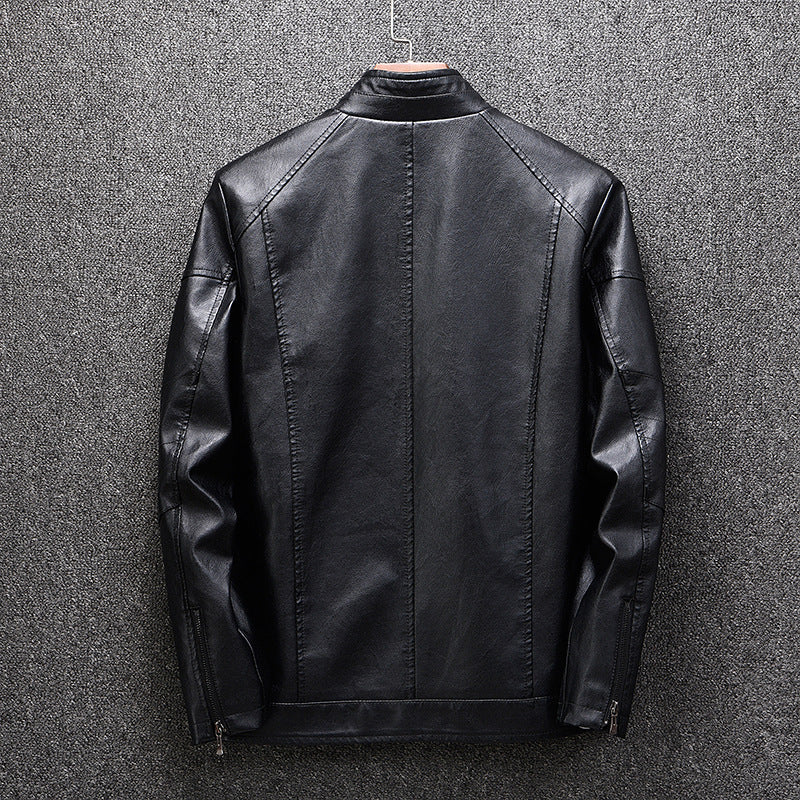 Herren Lederjacke Modern Schwarz Stylisch
