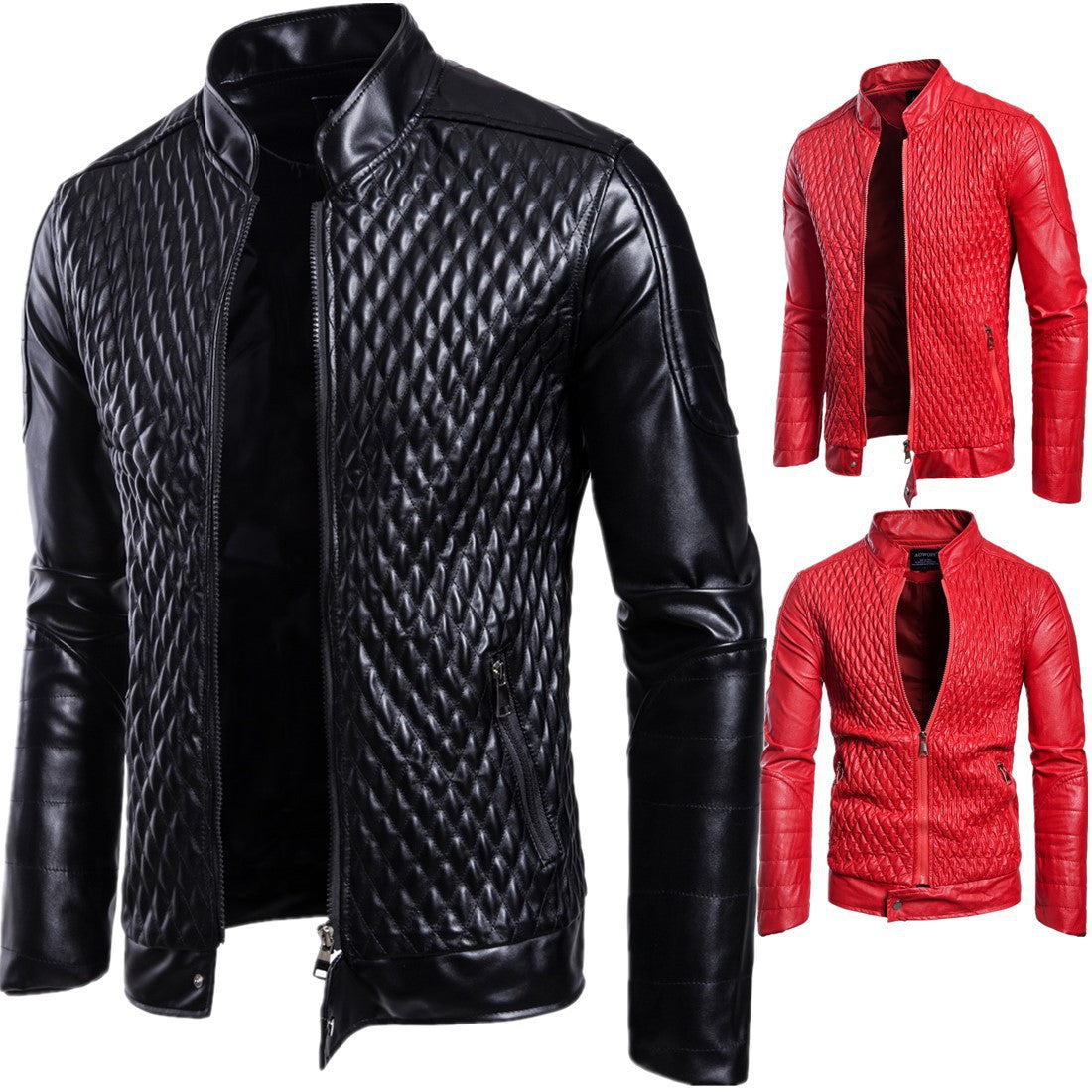 Herren Lederjacke Modern mit Steppdesign Schwarz - BerlinGlamour