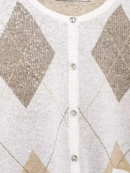 Strickjacke Argyle Muster Damen Pullover