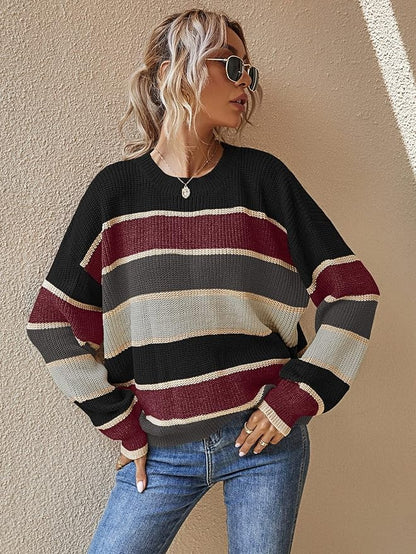 Weicher Oversize Pullover Gestreift Groß