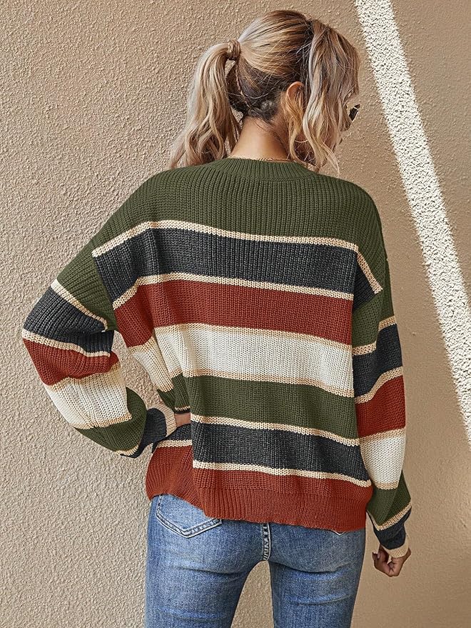 Weicher Oversize Pullover Gestreift Groß