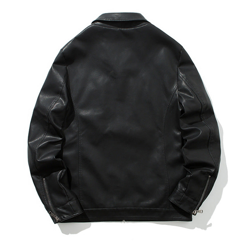 Lederjacke Herren Kunstleder schwarz Modern