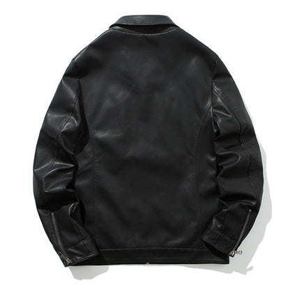 Lederjacke Herren Kunstleder schwarz Modern