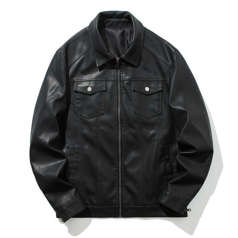 Lederjacke Herren Kunstleder schwarz Modern