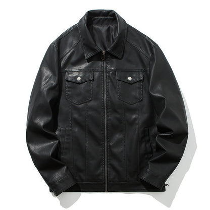 Lederjacke Herren Kunstleder schwarz Modern