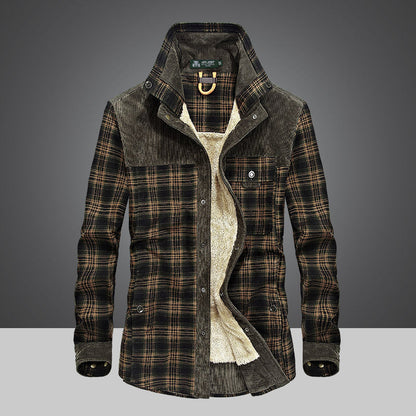 Herren Flanelljacke Sherpa Warm Karomuster Modern