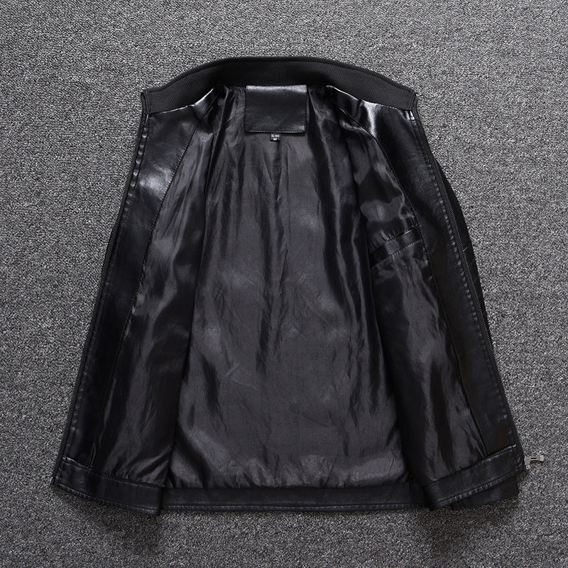 Herren Lederjacke Modern Schwarz Stylisch