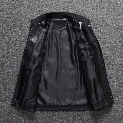 Herren Lederjacke Modern Schwarz Stylisch
