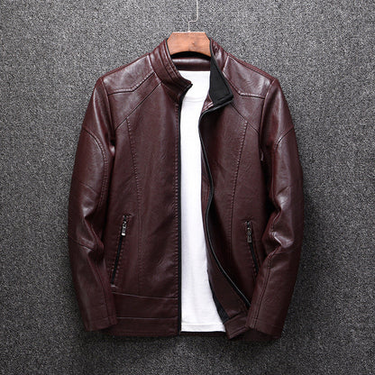 Herren Lederjacke Modern Schwarz Stylisch