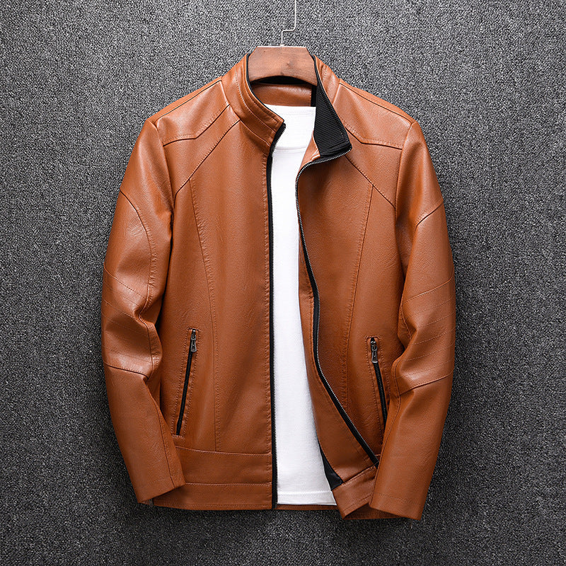 Herren Lederjacke Modern Schwarz Stylisch