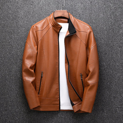 Herren Lederjacke Modern Schwarz Stylisch