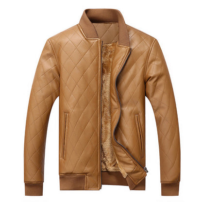 Lederjacke Herren Steppweste mit Weichem Innenfutter Schwarz