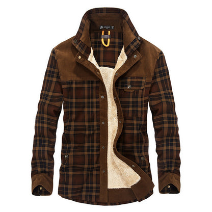 Herren Flanelljacke Sherpa Warm Karomuster Modern