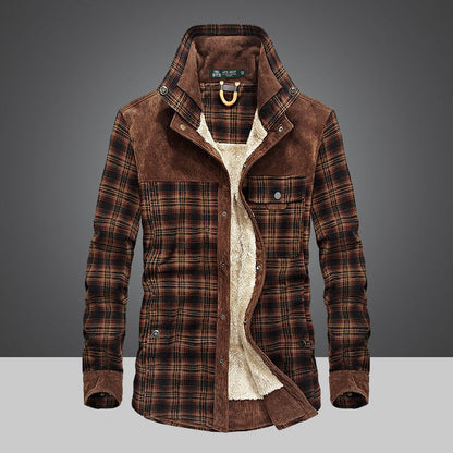Herren Flanelljacke Sherpa Warm Karomuster Modern