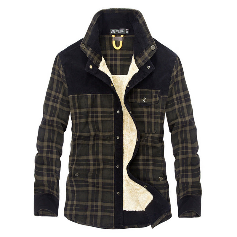 Herren Flanelljacke Sherpa Warm Karomuster Modern