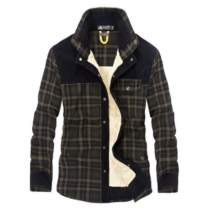 Herren Flanelljacke Sherpa Warm Karomuster Modern