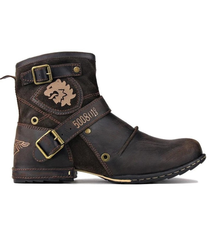 Herrenstiefel Vintage-Look Leder Stilisch Braun