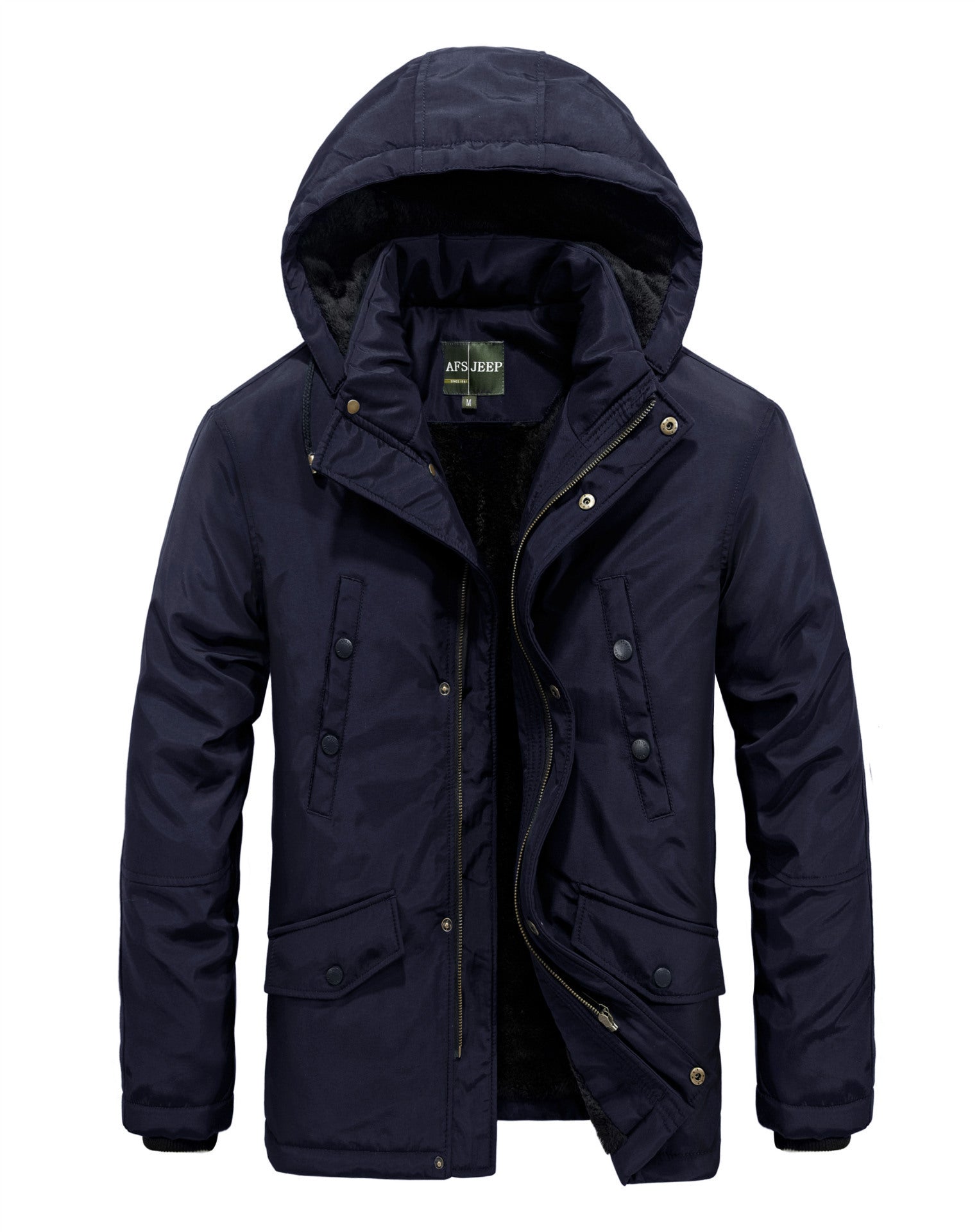 Herren Winterjacke Gefüttert Abnehmbare Kapuze Warm - BerlinGlamour