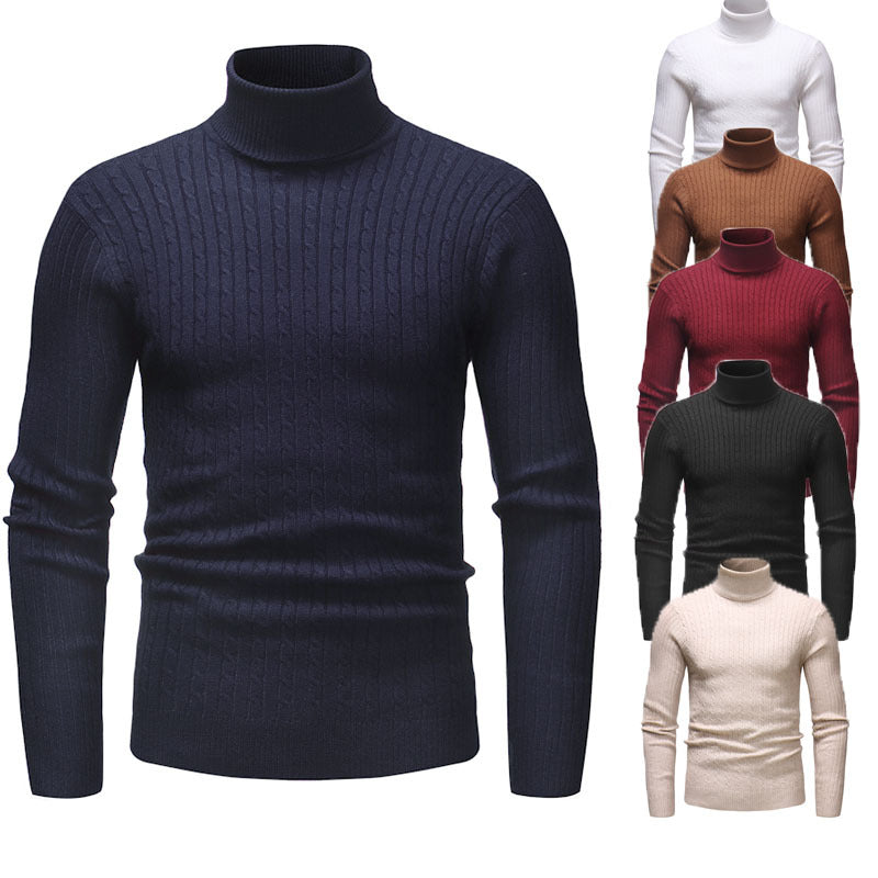 Herren Pullover Rollkragen Strukturiert Zopfmuster Modern - BerlinGlamour