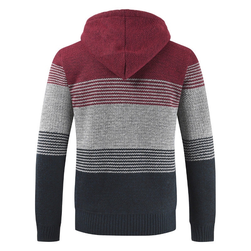 Herren Strickjacke Kapuze Modern Grau