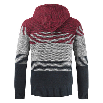 Herren Strickjacke Kapuze Modern Grau