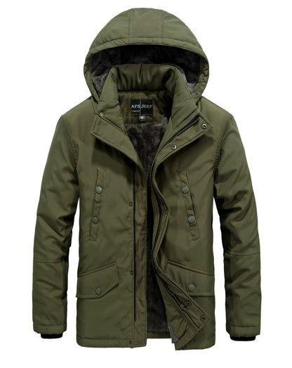 Herren Winterjacke Gefüttert Abnehmbare Kapuze Warm