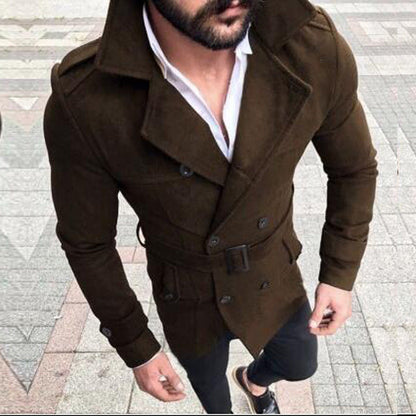 Herren Mantel Elegant Tailliert Designer Qualitätsleder