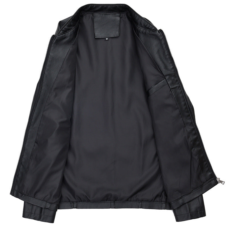 Herren Lederjacke Modern Elegant Schnitt Schwarz