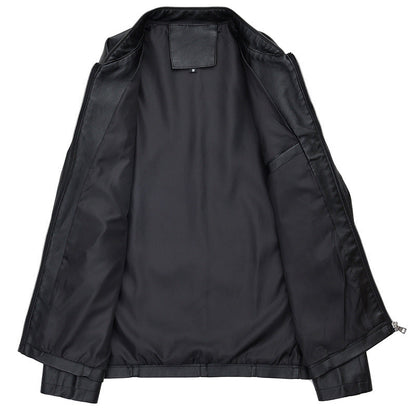 Herren Lederjacke Modern Elegant Schnitt Schwarz