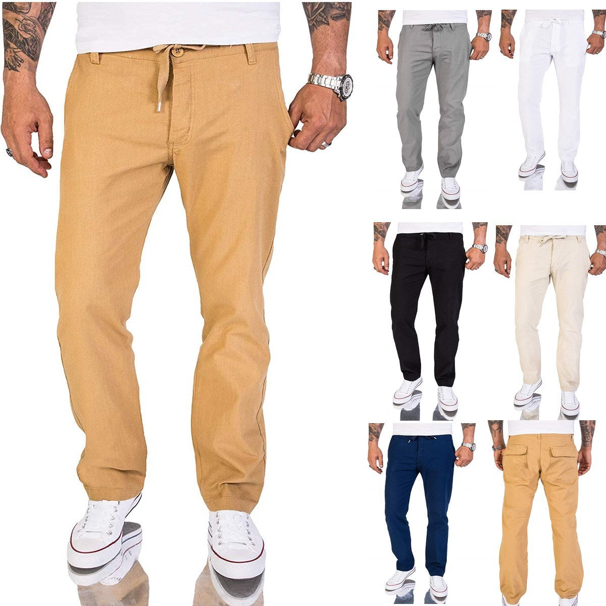 Herren Hose Bequem Baumwoll Casual Einfarbig - BerlinGlamour