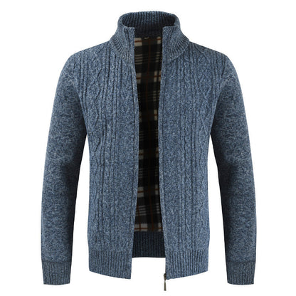 Herren Strickjacke Stehkragen Modern Zopfmuster