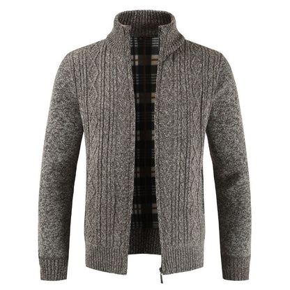 Herren Strickjacke Stehkragen Modern Zopfmuster