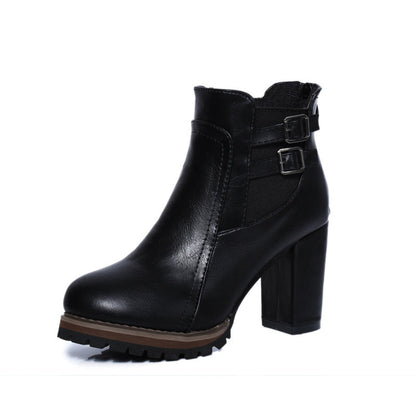 Damen Stiefeletten Robust Schnalle Winter Boots