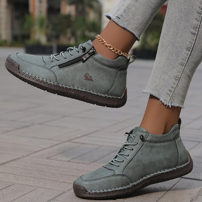Damen Schnürschuhe Bequem mit Reißverschluss Komfort