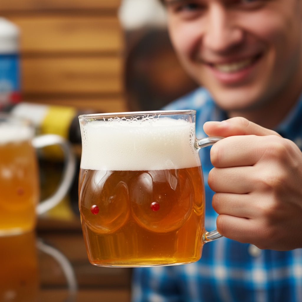Lustige Tasse Doppelwandig Glas Form Chesty Design
