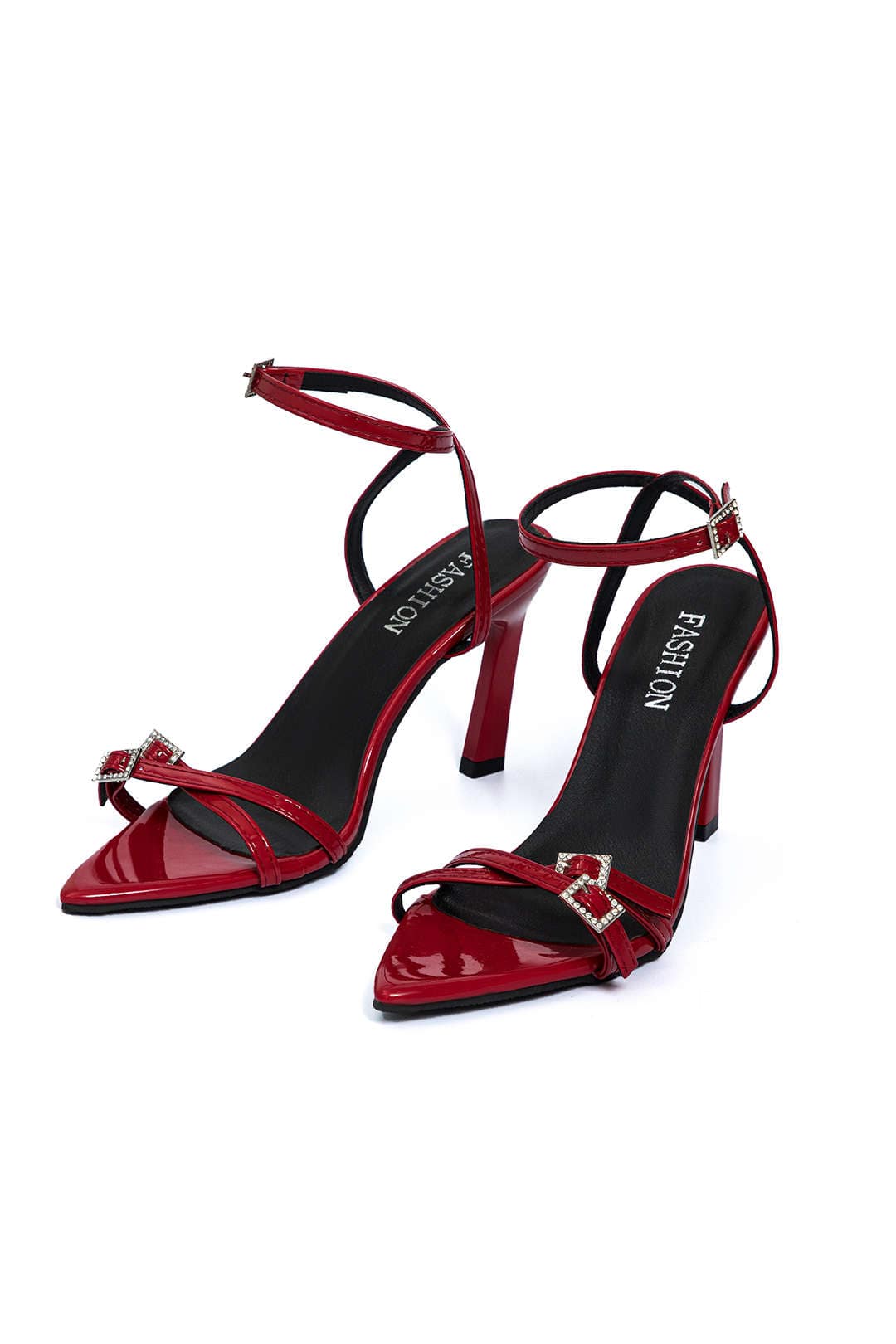 Lackleder Stilettos mit goldenen Schnallen Damen Schuhe