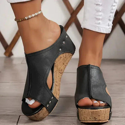 Orthopädische Sandalen Damen Stilvoll Keilabsatz