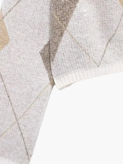 Strickjacke Argyle Muster Damen Pullover
